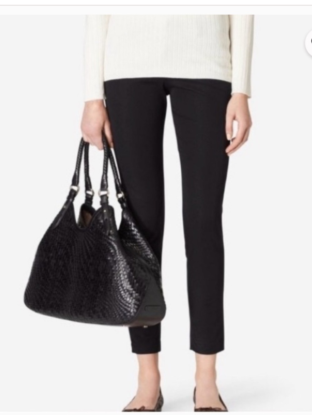 Cole Haan Genevieve Woven Patent & Suede Leather Large Triangle Tote